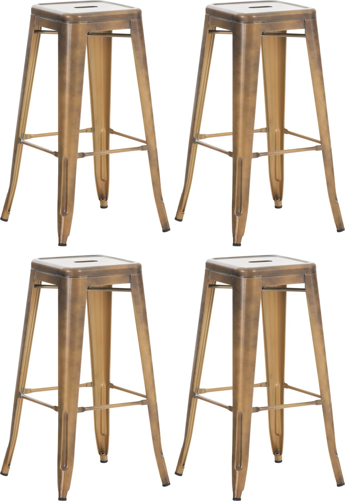 CHEFGASTRO 4er Set Barhocker PALAU HxBxT 76x43x43cm Metall Gold Barstuhl