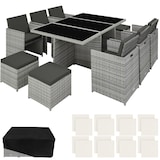 thumbnail of TECTAKE Conjunto de jardín de 11 piezas de polirratán y aluminio, cojines de 5cm, funda protectora, gris claro