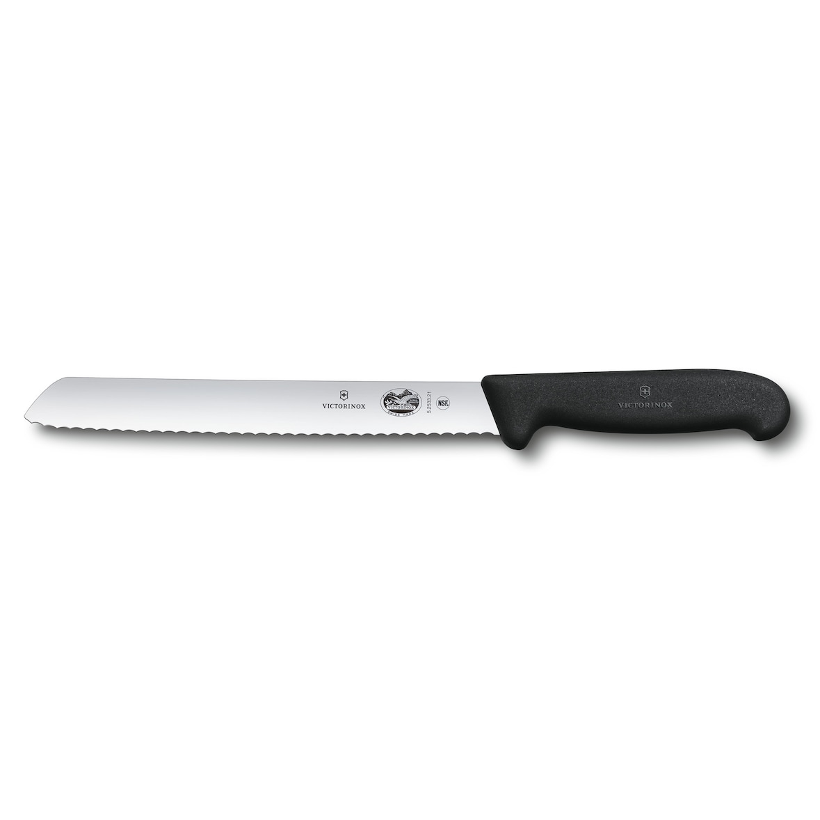 Victorinox Brotmesser Fibrox 21 cm, mit extra scharfem Wellenschliff, rutschfest