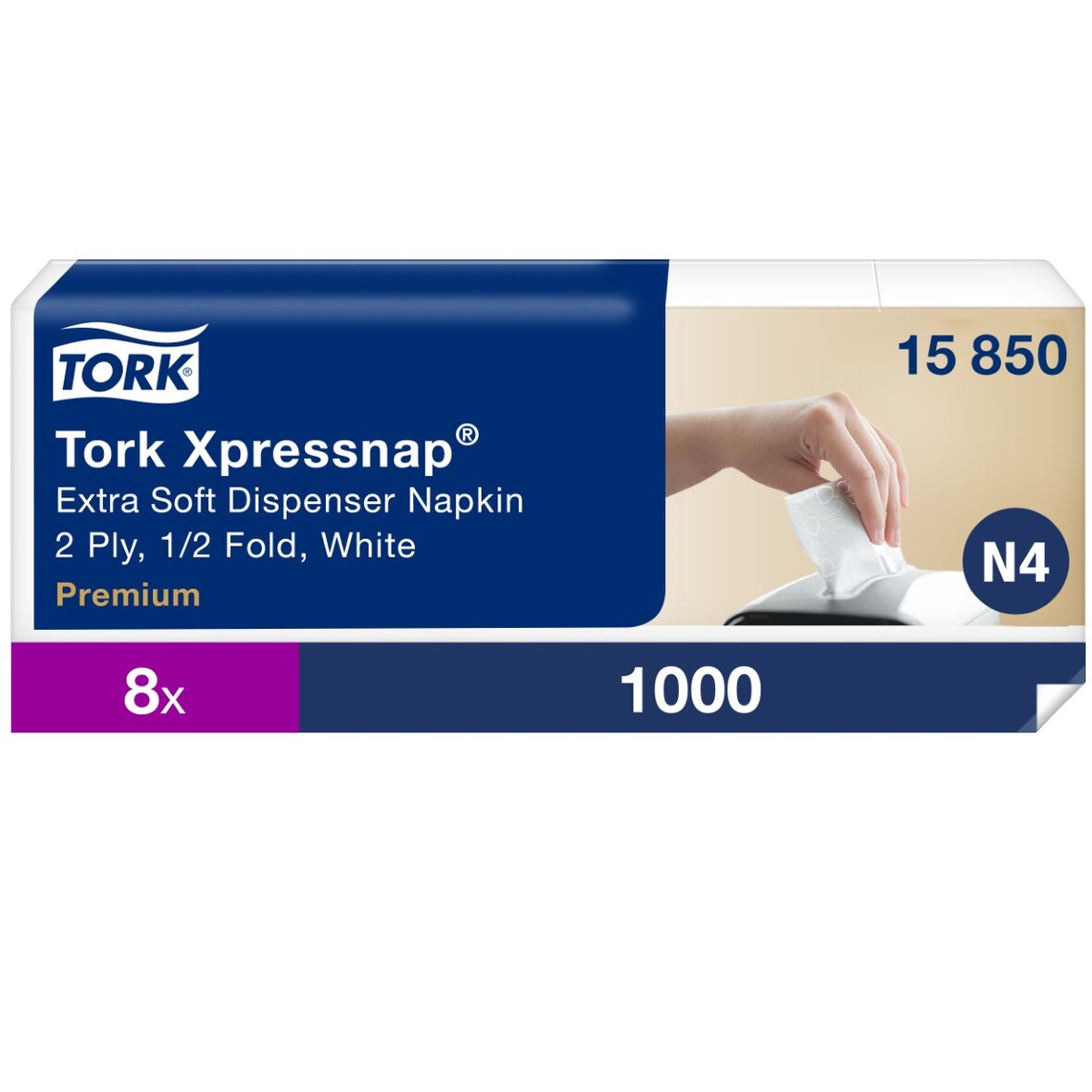 Tork Xpressnap Dispenserservet Wit, 8x1000st (15850)