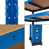 thumbnail of ECD Germany Werkstattregal Schwerlastregal 200x100x60 cm Blau aus pulverbeschichtem Metall mit 5 Böden aus MDF Holz belastbar bis 875kg Lagerregal