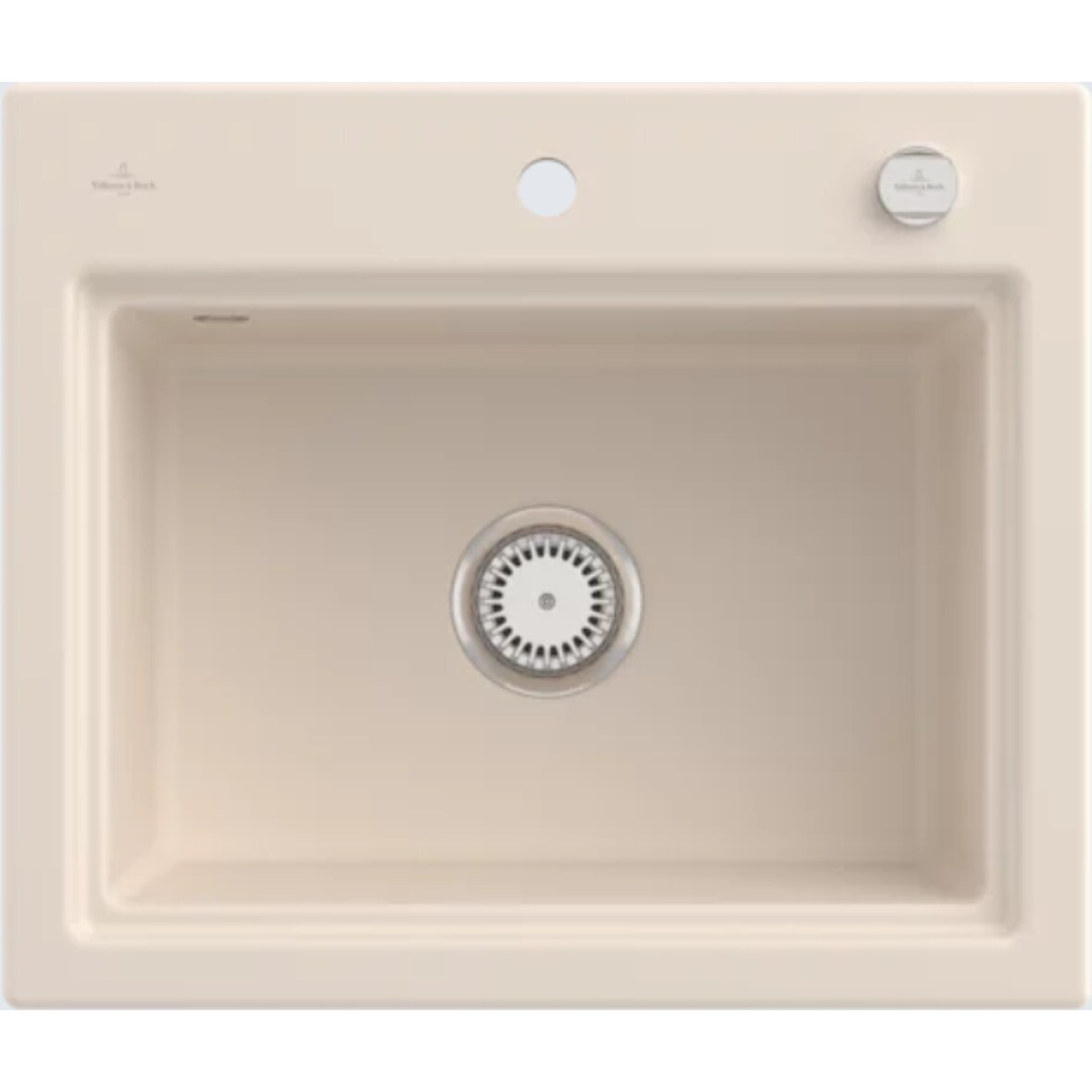 Villeroy&Boch Rechteckiges Spülbecken, Keramikspüle Subway Style 60 S Ivory 60x51cm, Unterschrankbreite 60cm