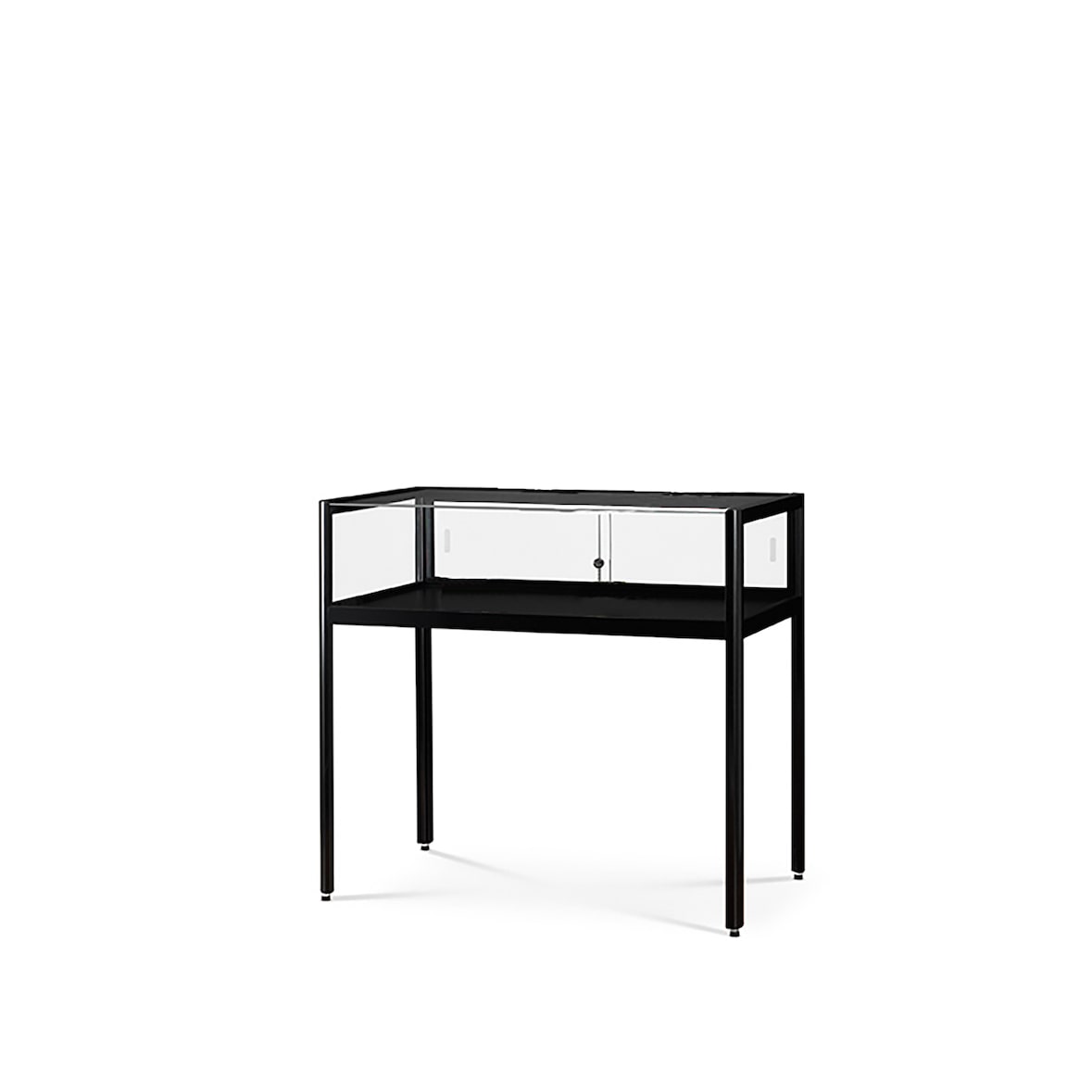 Vitrine d'Exposition Plate Noire Portes Coulissantes 100x60x92cm SARAZINO Vitrines