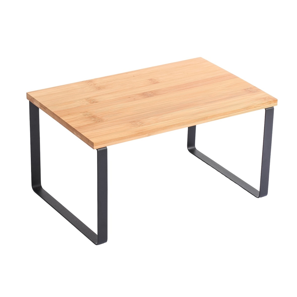 WellHome - Estante de cocina ELIE 29,8x19,4x15,6cm en acero y bambú en color Negro
