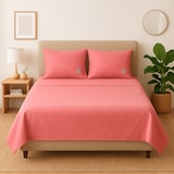 thumbnail of Benetton - Conjunto de cama de casal de 4 peças: lençol plano (180x290cm), lençol justo (120x200cm), 2 fronhas (50x80cm) 100% algodão rosa