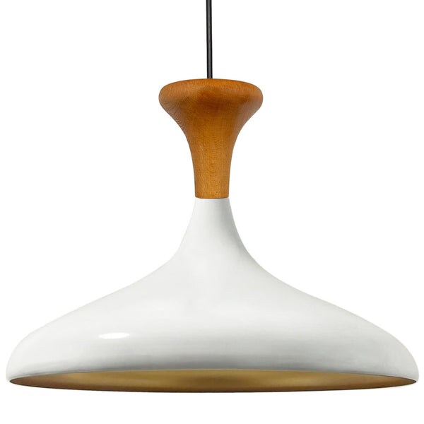 Bamyum Champion aus Holz Metall E27 Moderne Weiß Hängelampe