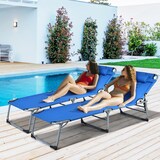 thumbnail of COSTWAY Tumbona con abertura facial, tumbona plegable de jardín con respaldo y reposacabezas ajustables, 194 x 60 x 36 cm (Azul)