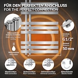 thumbnail of LuxeBath Badheizkörper Iron EM 500×1000 mm Chrom, Seitenanschluss, Thermostat Eck-Wand, Design Heizkörper Handtuchtrockner Badheizung