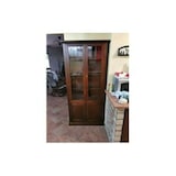 thumbnail of shopinnovativo -Vetrina colore noce con 2 ante 2 ante con vetro in stile classico in legno e mdf con rifinitura in noce lucido 90x41x186 H