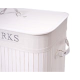 thumbnail of Wäschekorb HWC-C21, Laundry Wäschebox Wäschesammler Wäschebehälter, Bambus 2 Fächer 63x55x34cm 100l ~ weiß