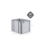 thumbnail of PROREGAL SuperSparSet 4x Eurobox NextGen Grip mit Auflagedeckel & 4 gelben Verschlüssen, HxBxT 32x30x40cm, 30L, Grau, Griffe zu, Eurobehälter