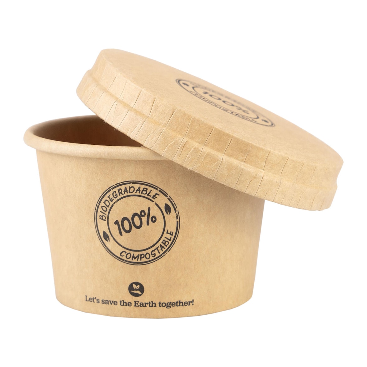 100x BIO Dressingbecher mit Deckel aus Karton 80ml Ø62mm