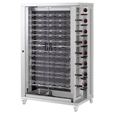 thumbnail of Vitroceramische kipgrill met licht. 15 zwaarden = 75/90 kippen - 1100x610x1800 mm - 33600 W 400/3V - 53754L09 Eurast