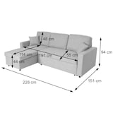 thumbnail of Hoekbank met bed box HWC-L17, bank L-vorm, ligvlak Nosag vering 228cm ~ beige