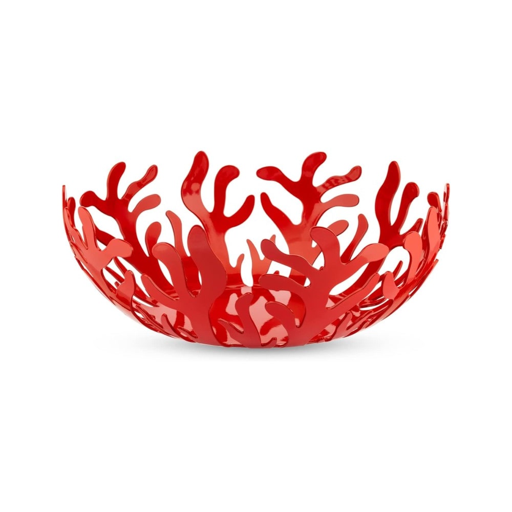 alessi mediterraneo obstschale aus rotem Stahl, H 11 cm, D 29 cm