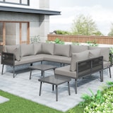 thumbnail of Outdoor-Loungeset Eisen Grau mit 4 Zweisitzer-Sofas, 2 Tischen, 120x60x72 cm, wetterbeständig