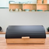 thumbnail of Briebe BB1162BLK Panera para Guardar Pan de Mesa Madera Bambú, Tapa Deslizante Bread Box Almacenamiento Bollería, Negro