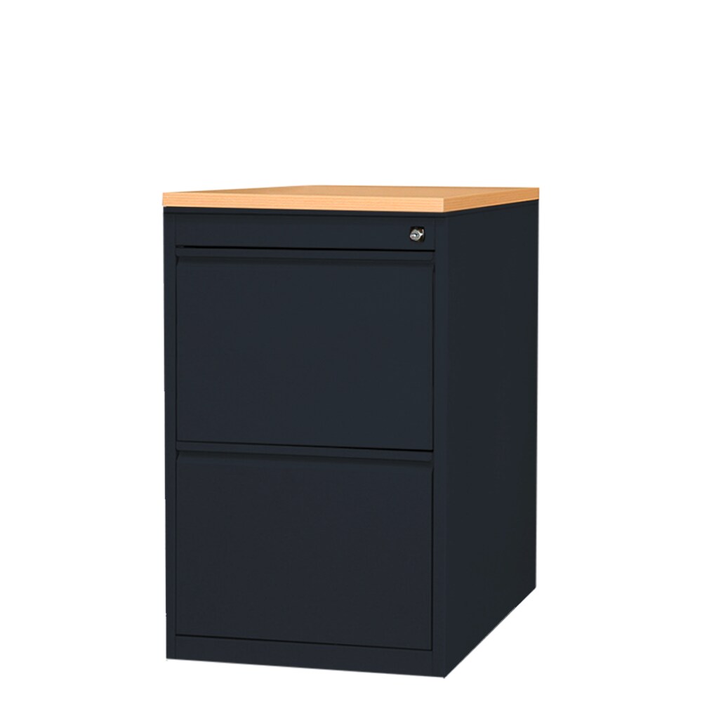 Lüllmann® Standcontainer, Frontgriffleiste, 2 Schubladen, 750 x 460 x 790 mm, tiefschwarz/buche