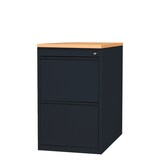 thumbnail of Lüllmann® Standcontainer, Frontgriffleiste, 2 Schubladen, 750 x 460 x 790 mm, tiefschwarz/buche