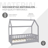 thumbnail of ML-Design Kinderbett 70x140 cm Hellgrau mit Matratze, Rausfallschutz, Dach & Lattenrost, Hausbett aus Kiefernholz, Kinderhaus Bodenbett Spielbett