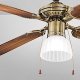 thumbnail of Ventilatore Metallo Ottone Brunito 1 Luce E27 4 Pale Legno Noce Scuro Gemini
