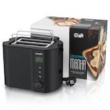 thumbnail of Arendo 2-Scheiben Toaster mit 6 Bräunungsstufen, LCD-Display mit Restzeitanzeige, 800 Watt, Auftaufunktion, Brötchenaufsatz, Schwarz