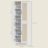 thumbnail of HOMCOM alacena de cocina mueble auxiliar de cocina con estantes ajustables puertas de ratán y sistema anti-vuelco 60x30x170 cm blanco