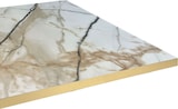 thumbnail of Restootab - Tischplatte 70x70 Dekor Marmor calcuta Kanten messingfarben