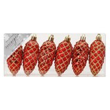 thumbnail of 6 Zapfen Christbaumschmuck Kunststoff Weihnachtskugeln Anhänger rot