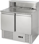 thumbnail of GastroHero Pizzatisch ECO 900 mit Granitplatte Kühltisch 2 Türen 900x700 mm Pizza Vorbereitungstisch für 5x GN 1/6 Behälter Umluftkühlung +2 bis +8 °C