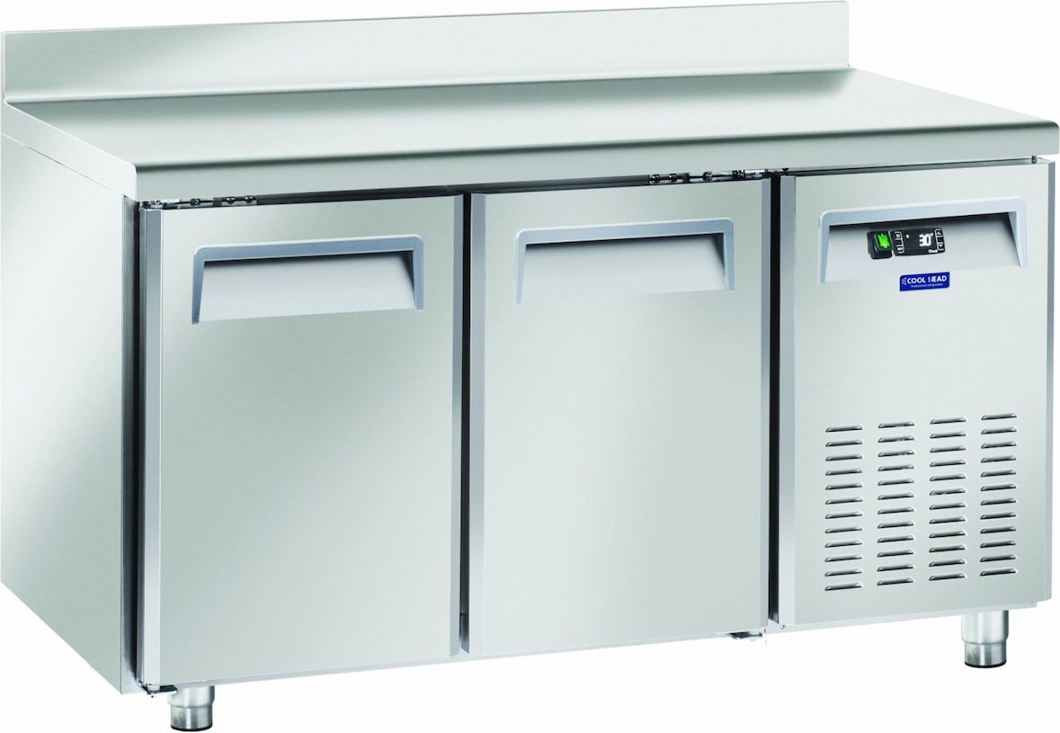 Cool Head Kühltisch, Teig, zwei Türen mit Spritzwand. Automatisches Auftauen. Temperatur +2°C/+8°C.  Maße cm 150x80x85/95h. Cool Head PA2200