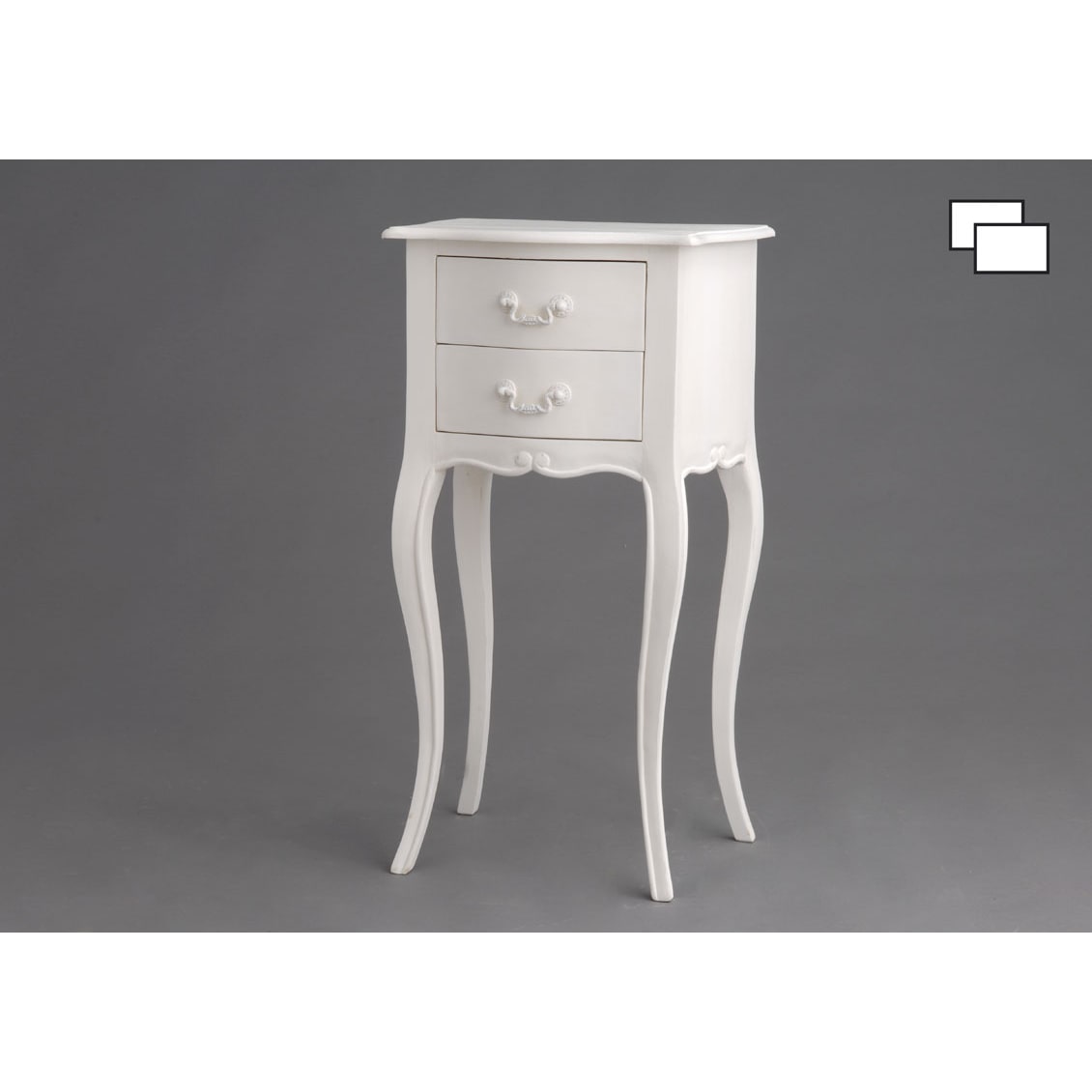 Chevet 2 tiroirs Apolline -  Blanc Rectangulaire Bois Amadeus 30.00x40.00 cm