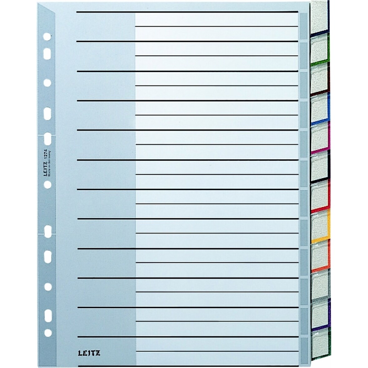 Register A4 12-teilig PP blanko grau Packung mit 10 Stück