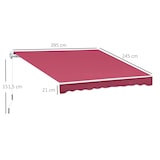 thumbnail of Toldo Manual Plegable de Aluminio con Manivela Terraza Balcón 395x245 cm Rojo