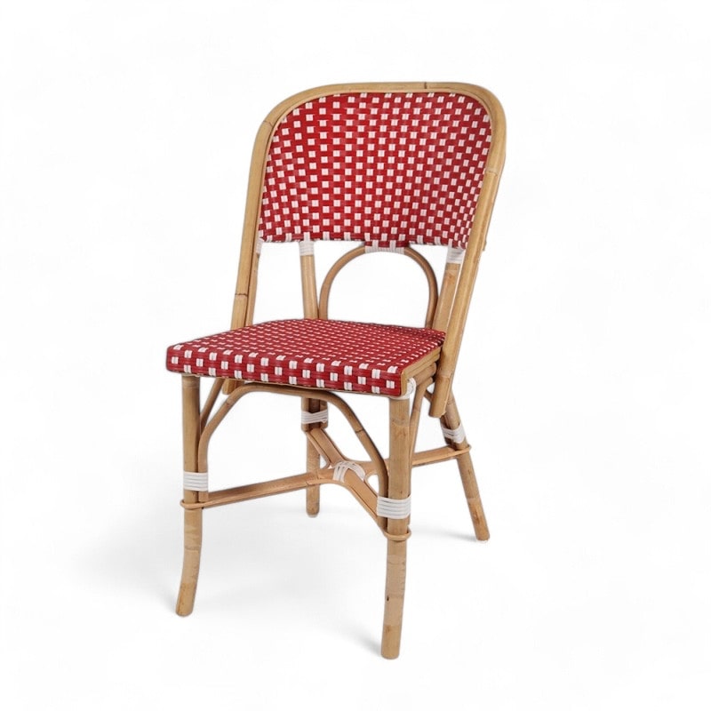 Chaise de terrasse ELYSEE  - Rotin - Rouge et blanc