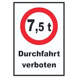 thumbnail of Durchfahrt verboten 7,5 Tonnen Schild A5 Rückseite selbstklebend