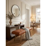 thumbnail of Sitzbank Ziegenleder / Massivholz Bank 117x51x38 cm im Retro Stil, 2er Polsterbank Flur, Gepolsterte Lederbank Esszimmer Braun, Kleine Bettbank