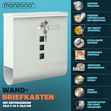 thumbnail of MONZANA® Briefkasten mit Zeitungsfach Namensschild Weiß