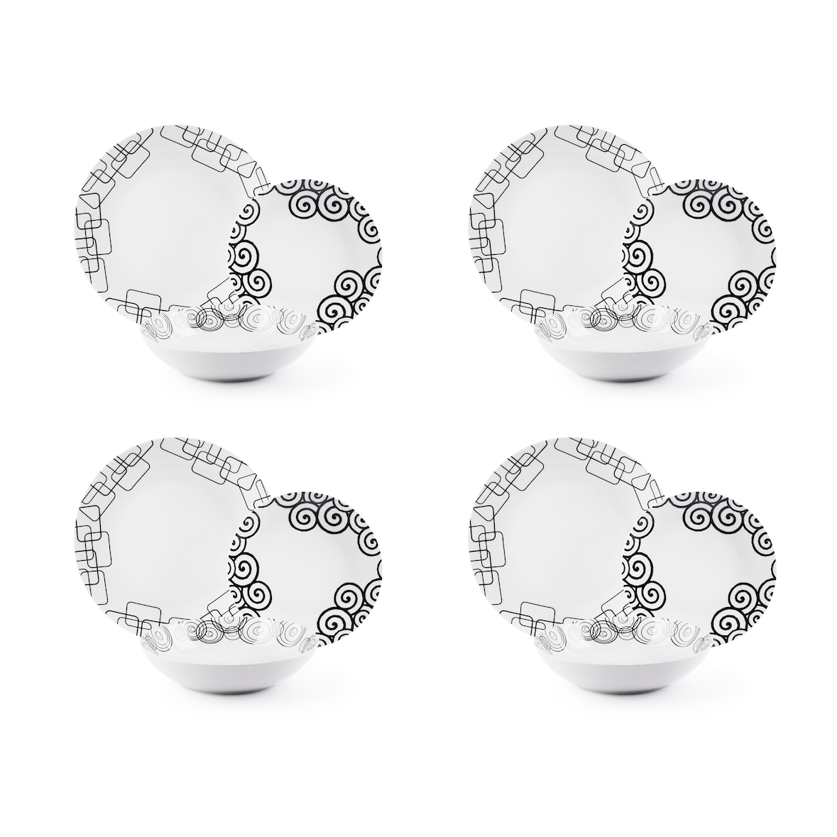 Excelsa servizio piatti 12 pezzi Magic Black porcellana bianco e nero