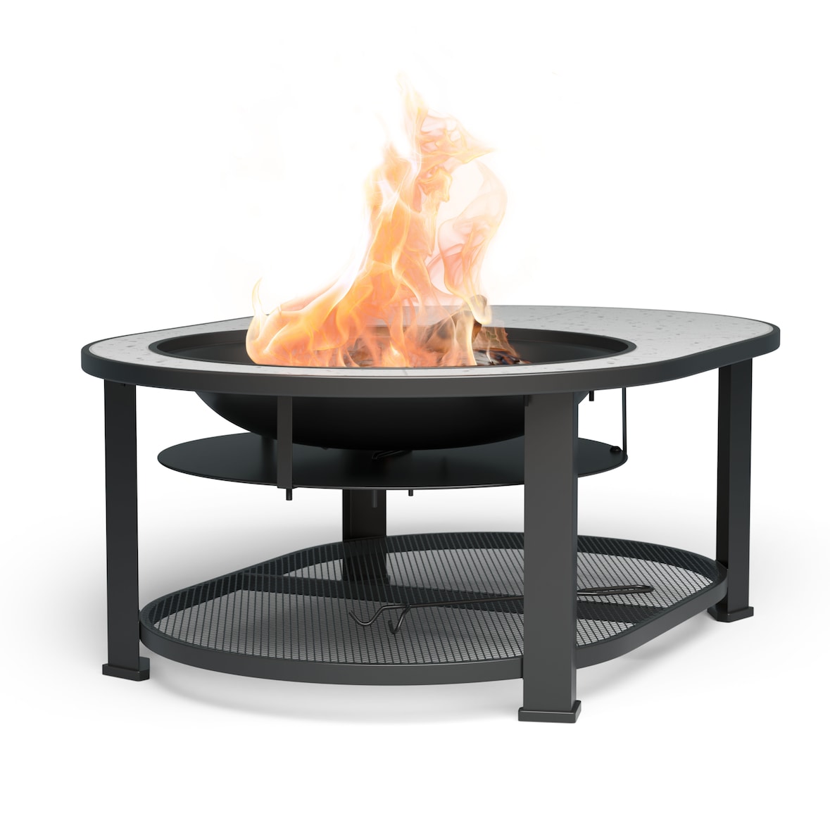 Merano Circolo L 3-in-1-Feuerschale mit Grillfunktion als Tisch nutzbar 122 x 87 cm Weiß