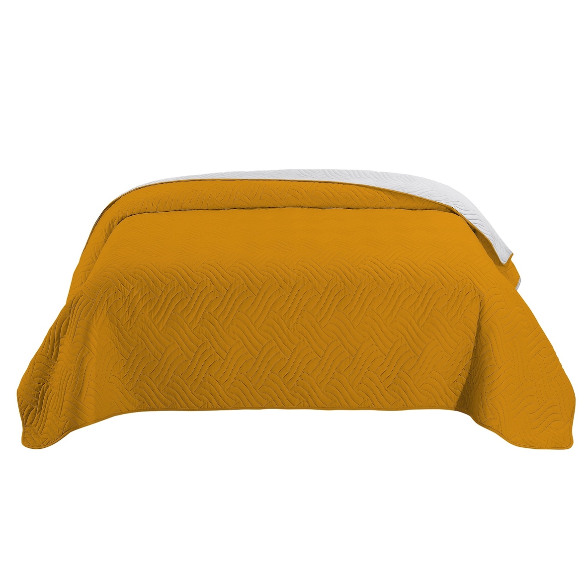 Tagesdecke 170x210 OEKO-TEX - gelb hellgrau Microfaser-Bezug wattiert gesteppt Wende-Design XXL Sofa Couch Bett Bettüberwurf