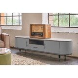 thumbnail of KAWOLA Lowboard MARIA TV-Bank Marmorplatte Kunstleder grau