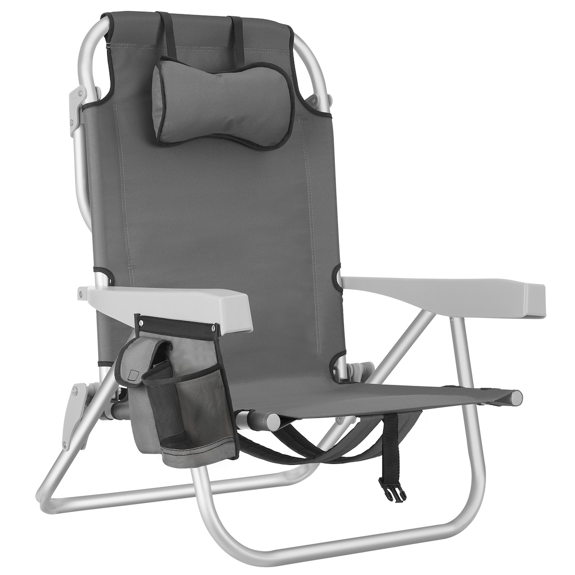 tectake, Aluminium Strandstuhl Coral, klappbar, mit Rucksackfunktion, 63x69.5x10cm, grau