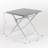thumbnail of Mesa quadrada dobrável para exterior em alumínio cor branco e cinza. Dimensões: 70x70x71 cm