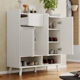 thumbnail of Schuhschrank Kommode 90x35x99 cm Weiß mit verstellbaren Regalböden, Massivholzbeinen, moderner Home Organizer, Flur & Wohnzimmer