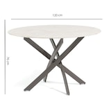 thumbnail of Tavolo da interno Ø120 cm, piano in vetro temperato, gambe in metallo, design elegante per cucina, sala da pranzo - Kasper - Marmo rosa/Tortora