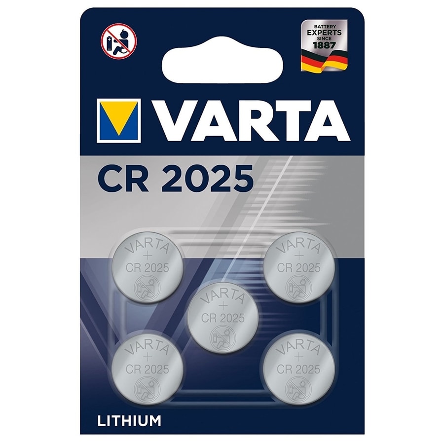 Blister de bateria de botão de lítio Varta Cr2025 (pacote com 5) 06025 101 415