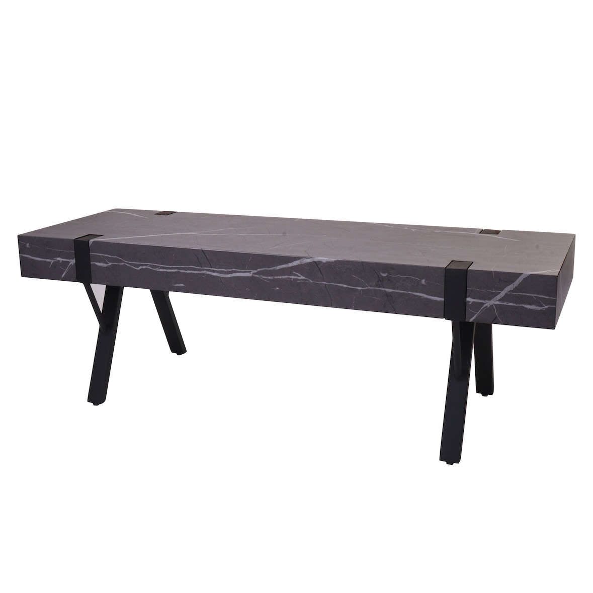 Décoshop26 - TV-Ständer Wohnzimmermöbel 42 x 120 x 40 cm graue MDF-Platte in Marmoroptik und Eisen 04_0007860