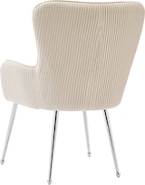 thumbnail of Esszimmerstuhl 6er Set Samt Beige 83x57x53 cm mit Armlehnen, Lendenstütze, verstellbaren Füßen und Metallbeinen, elegantes Faltendesign