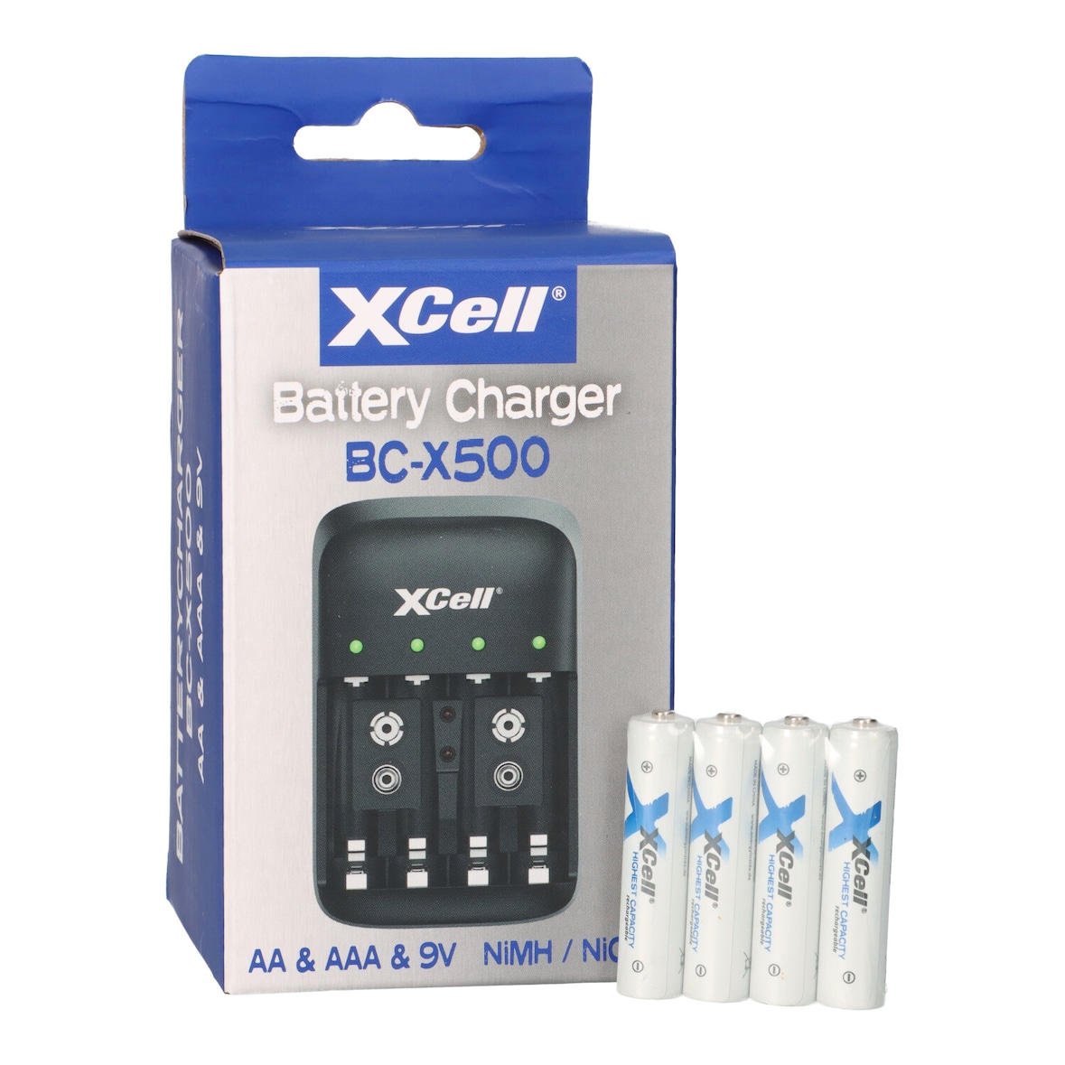 Ladegerät BC-X500 für NiMH Akkus + 4x AAA (Micro) 1,2V 1150mAh